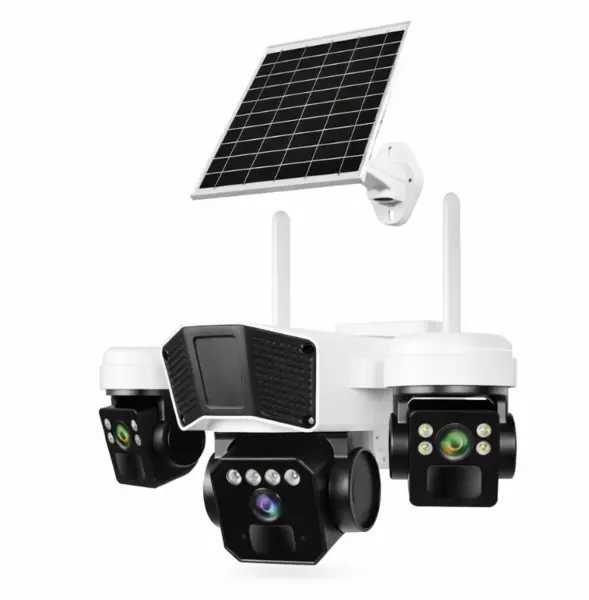 Camera de supraveghere exterior 4G tip 3 in 1 cu panou solar 3 lentile