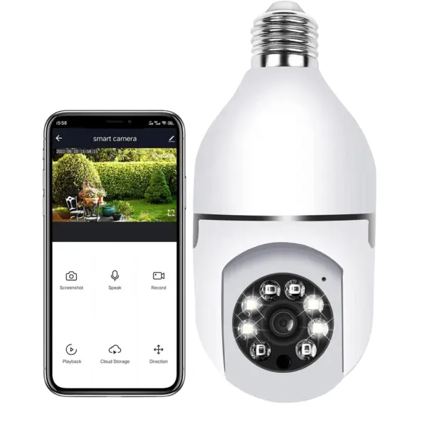 Camera de supraveghere PTZ 8MP 4K tip bec cu soclu E27 si WiFi, Bitmi 11408