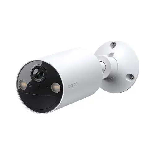 Camera de supraveghere TP-Link Tapo C410, 3MP, 2K 2304x1296, Color Night Vision, detectie smart, Two-Way Audio, alarma luminoasa si sonora, acumulator, montare fara cabluri, IP65 (Alb)