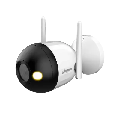 Camera de supraveghere WiFi de exterior Dahua DH‑F4C‑LED-28, 2.8mm, 4MP 2560×1440, Full‑color cu iluminare 30 m, Detecție AI persoane, Microfon integrat, H.265, Iluminare inteligentă, Slot microSD, Carcasă metal + plastic, IP67