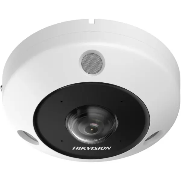Camera IP exterior fisheye Hikvision DeepinView, 6MP, vedere 360 grade, IR 15m, lentila 1.16mm, 4 microfoane si difuzor, PoE, IP67, IK10, microSD 256GB, DS-2CD6365G1-IVS