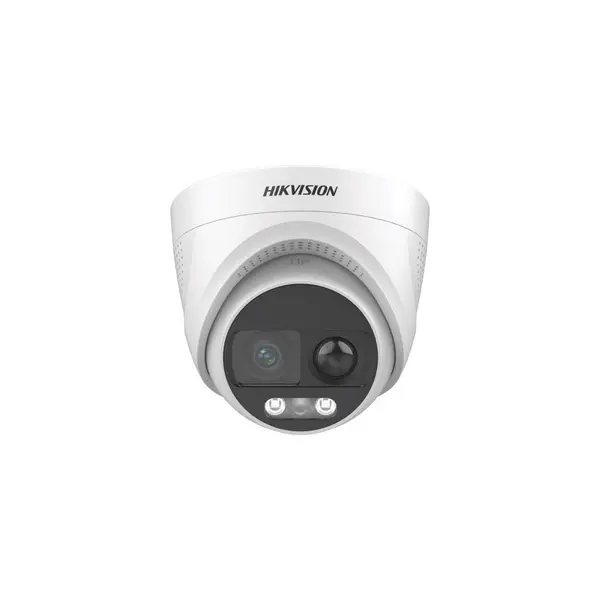Camera supraveghere Dome ColorVu HikVsion DS-2CE72KF3T-PIRXO-2.8MM, 3K, 2.8 mm, lumina calda 20 m, PIR, sirena, stroboscop, difuzor incorporat