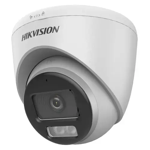 Camera supraveghere Dome Hikvision ColorVu Smart Hybrid DS-2CE72KF0T-LFS(2.8MM), 5 MP, IR/lumina alba LED, 2.8 mm, Microfon, IP67 (Alb)