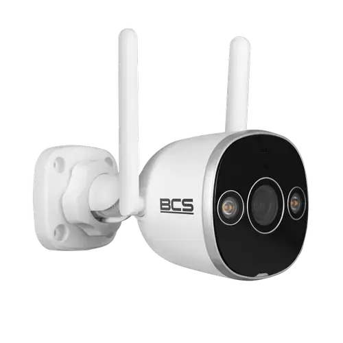 Camera supraveghere exterior BCS BASIC BCS-B-THOME01(2.0), 5MP, 2880x1620, 2.8mm, IR LED 20m, Lumina alba 10m, Microfon, Difuzor, IP67 (Alb)
