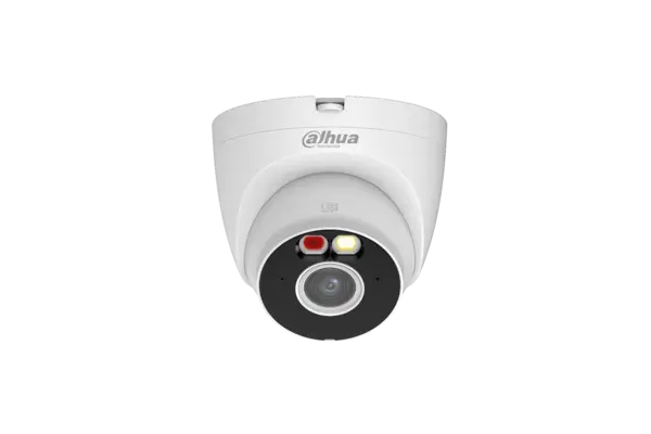 Camera supraveghere exterior Dahua 5MP, Wi-Fi 6, turreta, 2.8mm, IR+lumina calda 30m, audio bidirectional, detectie AI om/vehicul, IP67, T5A-PV