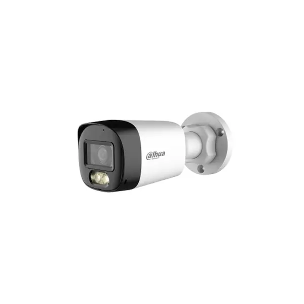 Camera supraveghere exterior HDCVI cu iluminare duala Dahua Starlight DH-HAC-HFW1500RL-IL-A, 5 MP, 2.8 mm, IR/lumina calda 30 m, microfon