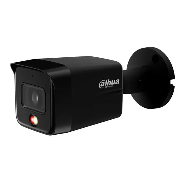 Camera supraveghere exterior IP cu iluminare duala Dahua Smart Dual Light IPC-HFW1839TC-A-IL-0280B-S6-BLACK, 8 MP, 2.8 mm, IR/Iumina alba 30 m, microfon, detectie persoane, PoE, neagra