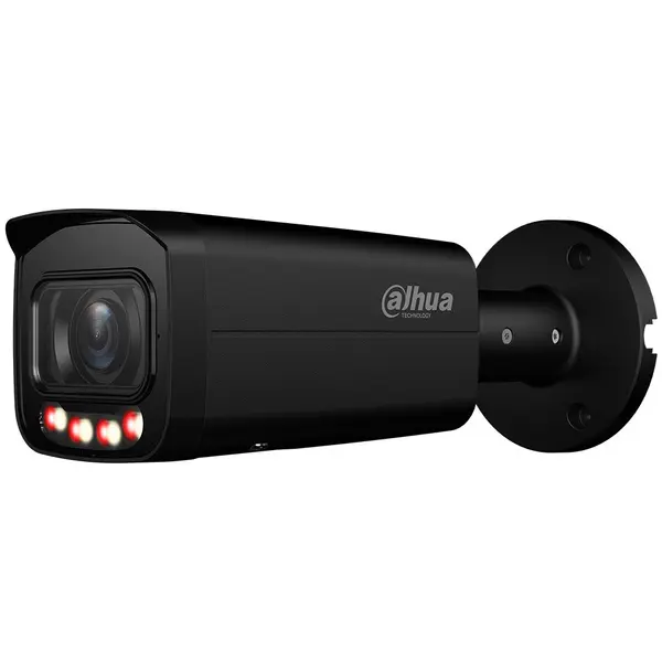 Camera supraveghere exterior IP cu iluminare duala Dahua WizSense IPC-HFW3849T-ZAS-IL-27135-BLACK, 8 MP, 2.7–13.5 mm, motorizat, IR/lumina alba 60 m, microfon, slot card, clasificare om/vehicul, PoE, neagra