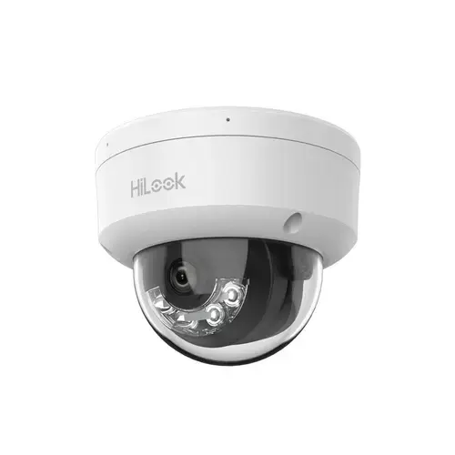 Camera supraveghere exterior IP Dome cu iluminare duala Hikvision HiLook IPC-D120HA-LUC, 2MP, 2.8 mm, IR 20 m, lumina alba 15 m, microfon, PoE