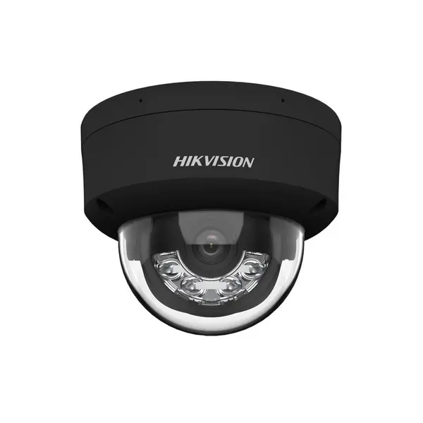 Camera supraveghere exterior IP Dome cu iluminare duala Hikvision AcuSense DS-2CD2143G2-LIS2U, 4 MP, 2.8 mm, IR/lumina alba 30 m, microfon dual, slot card, PoE, negru