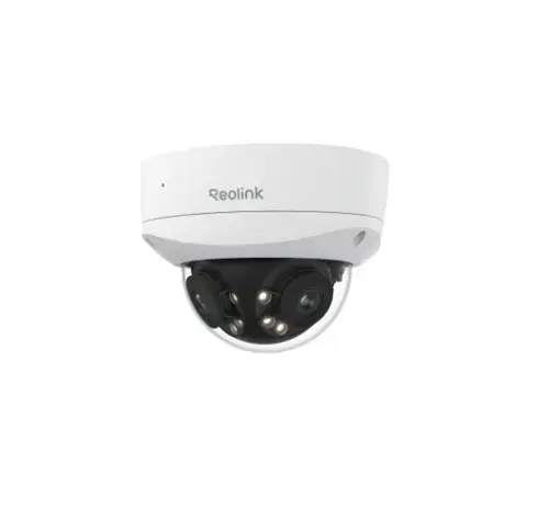 Camera supraveghere exterior IP Dome cu lentila duala Reolink Duo 3V P757, 8+8 MP, 2.8 mm, IR 30 m, 180 grade, microfon si difuzor, night vision color, detectie om/vehicul/animal, timelapse, slot card, sirena, IP67, PoE