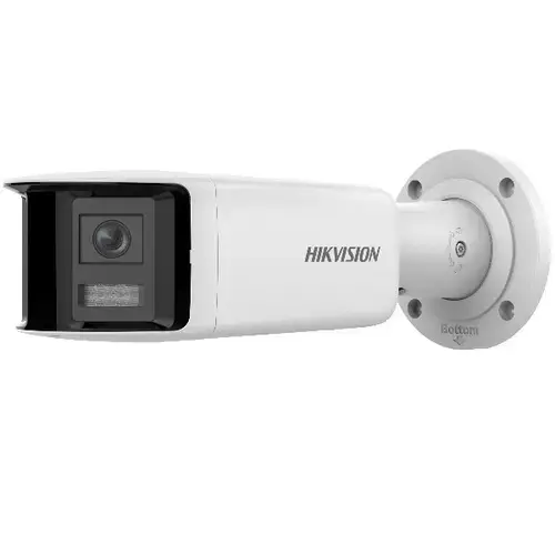 Camera supraveghere exterior IP panoramica AcuSense HikVision DS-2CD2T46G2PISUSL, 4MP, 2.8 mm, IR 40 m, microfon/difuzor, slot card, stroboscop, sirena, PoE