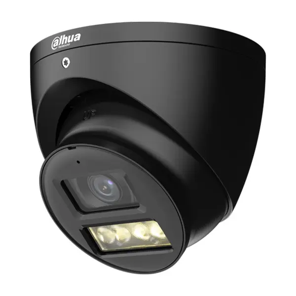 Camera supraveghere HDCVI Dome cu iluminare duala Dahua Starlight HAC-HDW1500T-IL-A-0280B-S3-DIP, 5 MP, IR/lumina alba 40 m, 2.8 mm, microfon, DIP switch, neagra