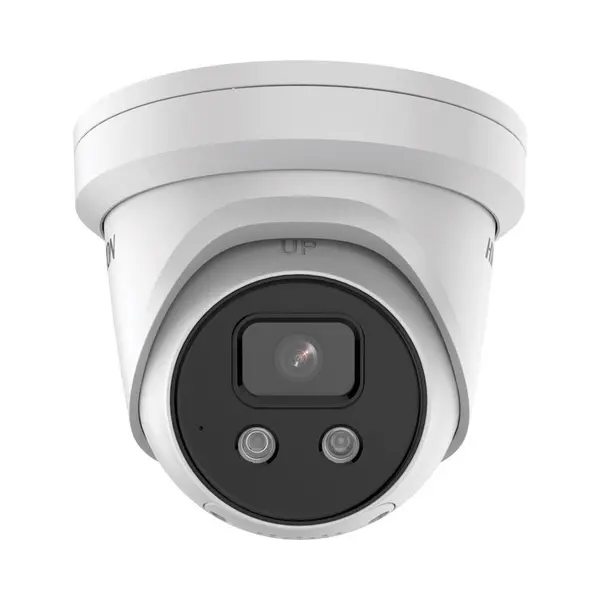 Camera supraveghere IP Dome Acusense Hikvision DS-2CD2386G2ISUSL4IP, 8 MP, 4 mm, IR 30 m, stroboscop, alarma, slot card, PoE