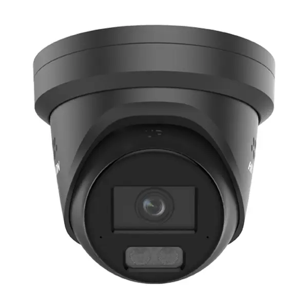 Camera supraveghere IP Dome cu iluminare duala Hikvision ColorVu DS-2CD2347G3-LIS2UY/SL/BK, 4 MP, 2.8 mm, IR/lumina alba 30 m, slot card, microfon dual si difuzor, anti-coroziune, sirena, lumina stroboscopica, PoE, negru