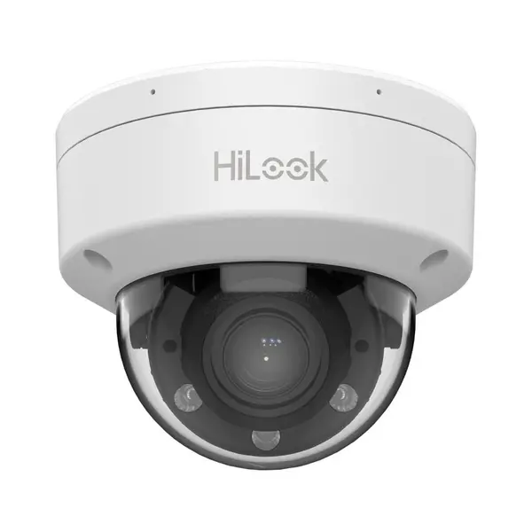 Camera supraveghere IP Dome cu iluminare duala Hikvision HiLook IPC-D620HA-LZU, 2 MP, IR/lumina alba 30 m, 2.8-12 mm, microfon, detectare miscare, slot card, PoE