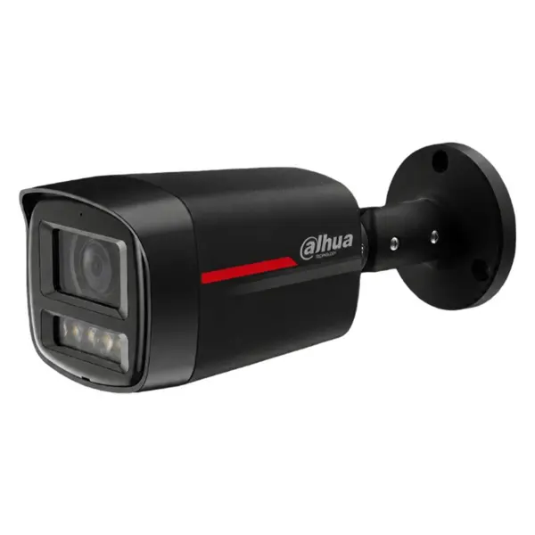 Camera supraveghere IP exterior Dahua WizColor IPC-HFW2449TL-S-LED-0280B-PRO-S1-BLACK, 4 MP, 2.8 mm, lumina alba 50 m, microfon, slot card, detectie miscare, PoE, neagra