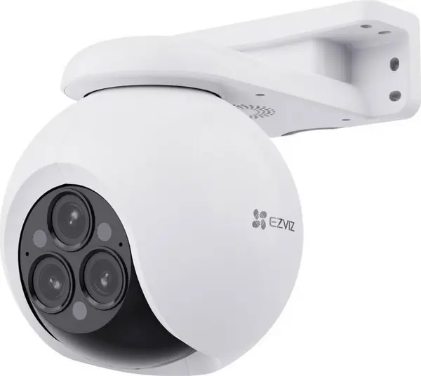 Camera supraveghere PTZ wireless Ezviz H80f Multi, lentile triple, 2K+, zoom 12x, alarma, slot microSD, aplicatie, IP67, CS-H80f
