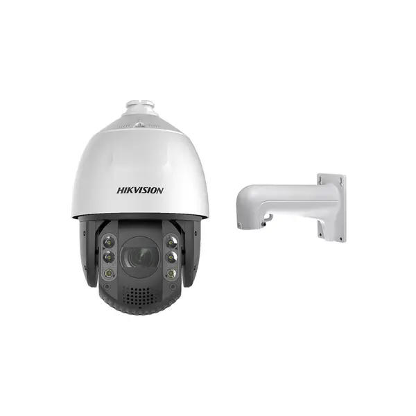 Camera supraveghere rotativa IP PTZ Speed Dome Hikvision Acusense DS-2DE7A432IW-AEB5, 4 MP, IR 200 m, 5.9 - 188.8 mm, motorizat, 32x, slot card, PoE, auto tracking + suport