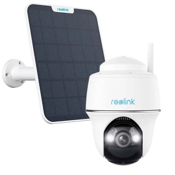 Camera supraveghere rotativa PT wireless WiFi cu panou solar Reolink Argus PT B430+SOLAR, 5 MP, IR / lumina alba 10 m, microfon, difuzor, slot card, detectie persoane / vehicule / animale, acumulator 6000 mAh