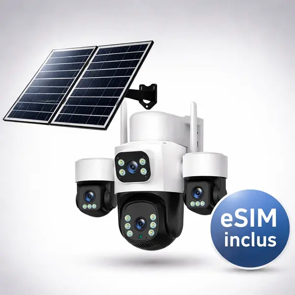 Camera Supraveghere Solara 4G TAGGO Pro Q50, Alb, 16MP, 4 Lentile, PTZ 360 , Dual Solar 20W, AI Tracking 12X, Full Color, eSIM, AOV 24 7, IP66, 15600mAh