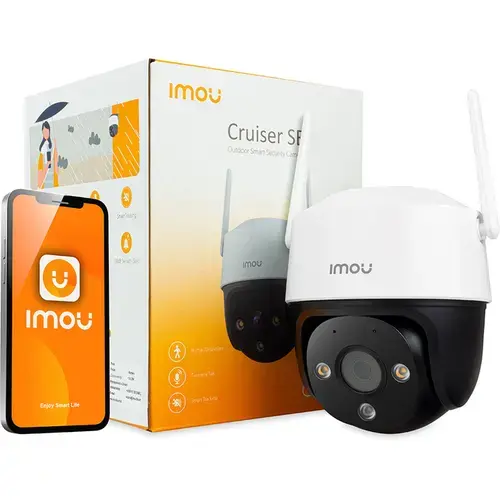 Camera supraveghere video exterior IMOU Cruiser IPC-K7CP-5H1WE, 5 MP, Wi-Fi, Alarma, Microfon, Difuzor, IP66, Zoom 8x (Alb)