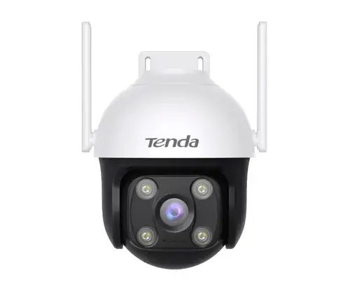 Camera supraveghere video exterior Tenda RH7-WCA, IP, 4 MP, Wi-FI, Detectie/Urmarire miscare, sunet, lumina alarma, vizibilitate 360 grade (Alb)