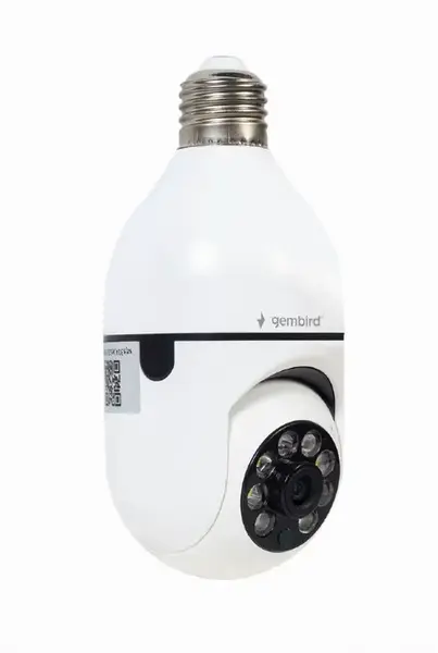 Camera supraveghere video interior Gembird TSL-CAM-WRHD-01, 2MP, 3.6mm, Wi-Fi, FullHD 1920x1080, Microfon, Rotatie 355 grade, Inclinare 120 grade, slot microSD, Tuya, Socket E27 (Alb)