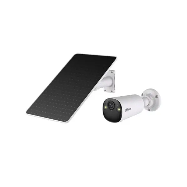 Camera supraveghere WiFi 6 dual band cu panou solar si iluminare duala Dahua KIT/BF4CP-0210B/M0508, 4 MP, 2.1 mm, IR/lumina alba 15/20 m, PIR 12 m, acumulator 20.44 Wh, detectare persoane si vehicule, alarma, slot card