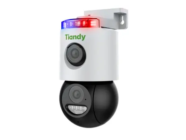 Camera supraveghere wireless de exterior cu alarma, 2 lentile de 3+3MP, 3K, 4mm, iluminare cu LED si IR, audio bidirectional, IP66, Tiandy TC-H363N-I5WWIFIEu4V4.0