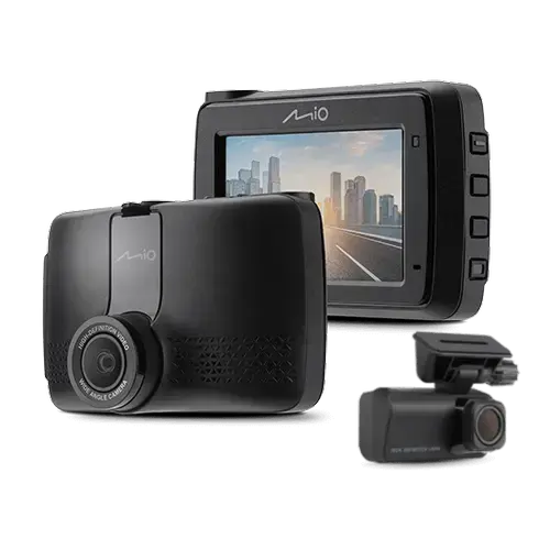Camera video auto duala Mio MiVue™ 903WD Pro + MiVue™ E40, Quad HD 2.5K + 1080P, 2.7inch, Wi-Fi, G-Senzor, GPS + Kit parcare (Negru)