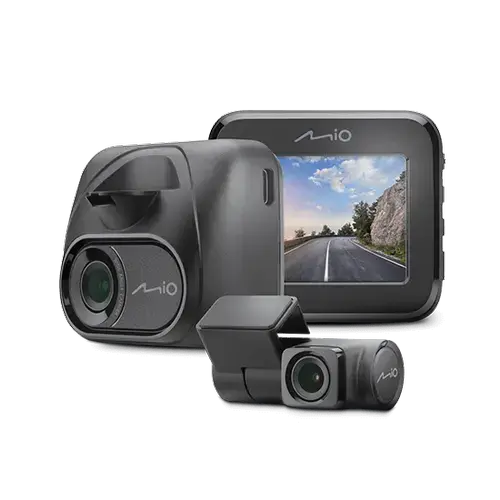 Camera video auto fata-spate MIO MiVue C595WD + MiVue T35, Ecran 2.0inch, 2MP 1080P, Wi-Fi, GPS (Negru)
