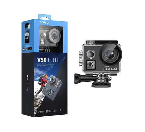 Camera video de actiune AKASO V50 Elite, 4K 60 FPS, 20 MP, Ecran IPS 2inch, Control vocal, Slow Motion, Giroscop 6 axe (Gri)