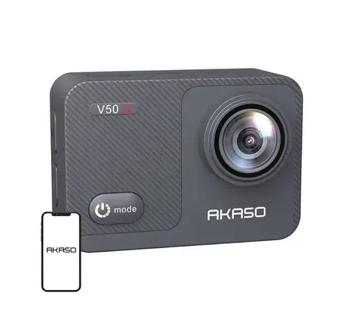 Camera video de actiune AKASO V50 X, 4K 30FPS, 20MP, Ecran LCD 2inch, Stabilizare 6 axe, Zoom 4X (Gri)