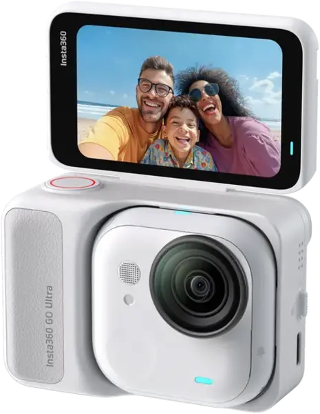 Camera video de actiune Insta360 GO Ultra Standard, 4K Ultra HD 60FPS, 50MP, Autonomie 200 minute, Wi-Fi, Bluetooth 5.4, IPX4 (Alb)