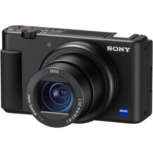 Camera video Vlogging Sony ZV-1A, 4K, 20.1 MP, Ecran Touch TFT LCD, Wi-Fi, 3 Microfoane integrate (Negru)