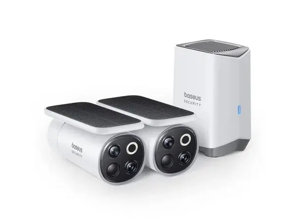 Camere supraveghere wireless cu panou solar si baterie Baseus S0TX002131, 2x camere, Wi-Fi, 3K, vedere color noaptea 8m, audio bidirectional, memorie interna 16GB, compatibil cu Google si Alexa