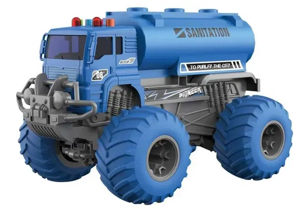 Camion controlat radio Crazon - Cisternă, cu muzică și efecte de lumină, 1:16, albastru