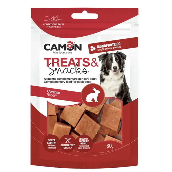 CAMON Rabbit Cubes, XS-XL, Iepure, punguță recompense câini, 80g