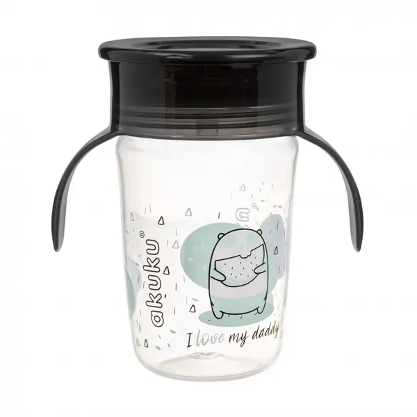Cana anti-varsare 360 cu manere Akuku Bear 260ml,supapa de etansare pentru a preveni scurgerea lichidului,forma ergonomica,capac de protectie