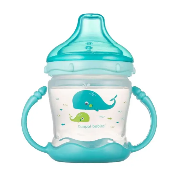 Cana antivarsare cu duza moale Canpol Love & Sea blue 180 ml 9 luni +