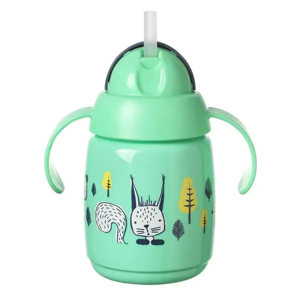Cana antivarsare cu pai Tommee Tippee Superstar 300 ml 6 luni + Green