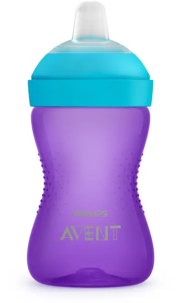 Cana antivarsare cu tetina moale Philips Avent - My Grippy, 300 ml, Mov