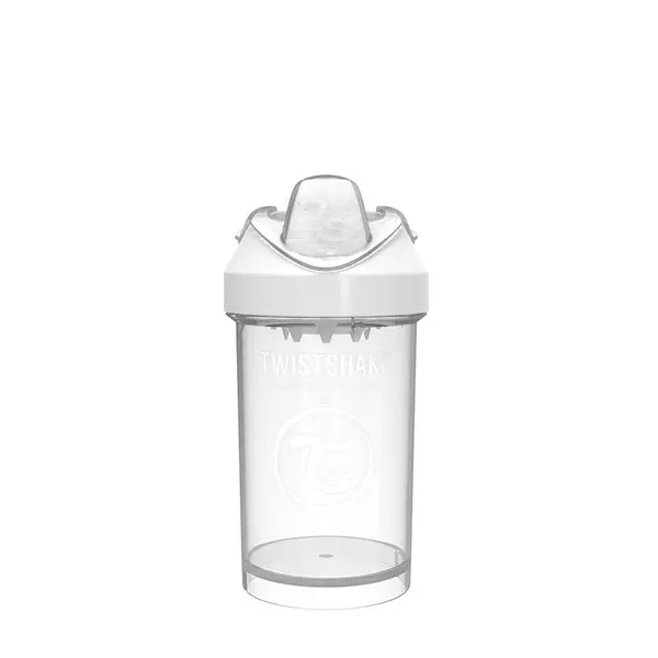 Cana cu adaptor de tranzitie Twistshake Crawler Cup - Alba, 300 ml