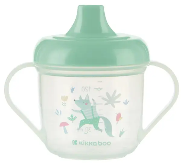 Cană cu cioc tare KikkaBoo - Forest Party, Mint, 150 ml