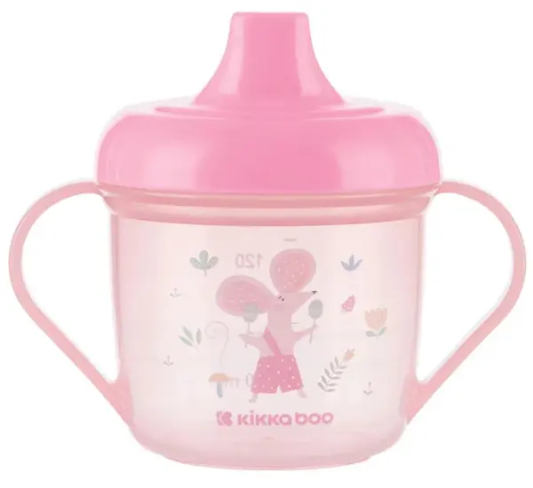 Cană cu cioc tare KikkaBoo - Forest Party, Pink, 150 ml