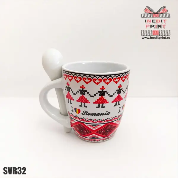 Cana cu lingurita I love Romania SVR32 7 cm