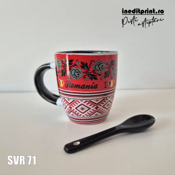 Cana cu lingurita I love Romania SVR71 7 cm