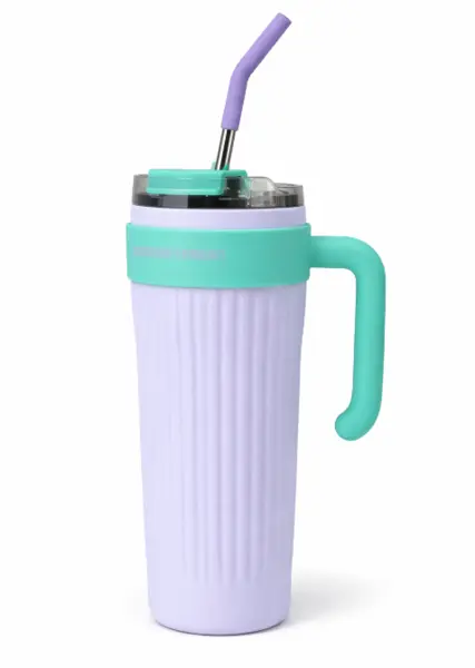 Cana cu maner si pai reutilizabil marime MEDIE design modern texturat