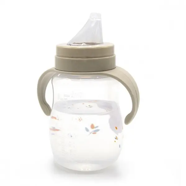 Cana cu manere si cioc de silicon BabyJem 250ml Swan Bej